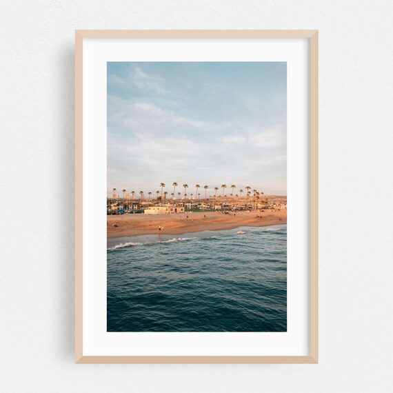 Newport Beach Golden Hour Palm Trees Coastal Sunset Photo Poster