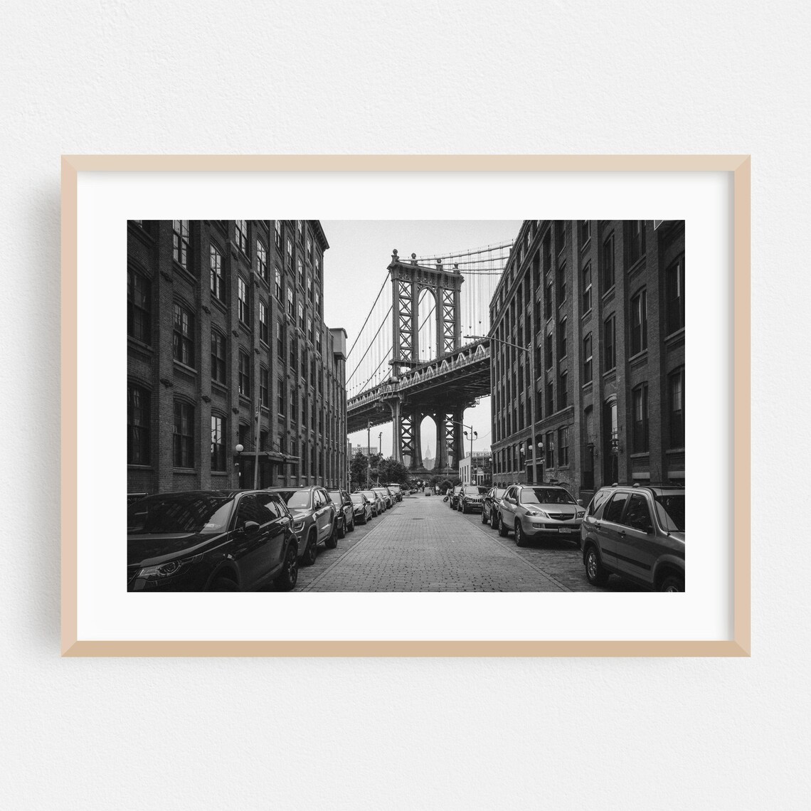 Manhattan Bridge Brooklyn Black And White Street Photo Poster