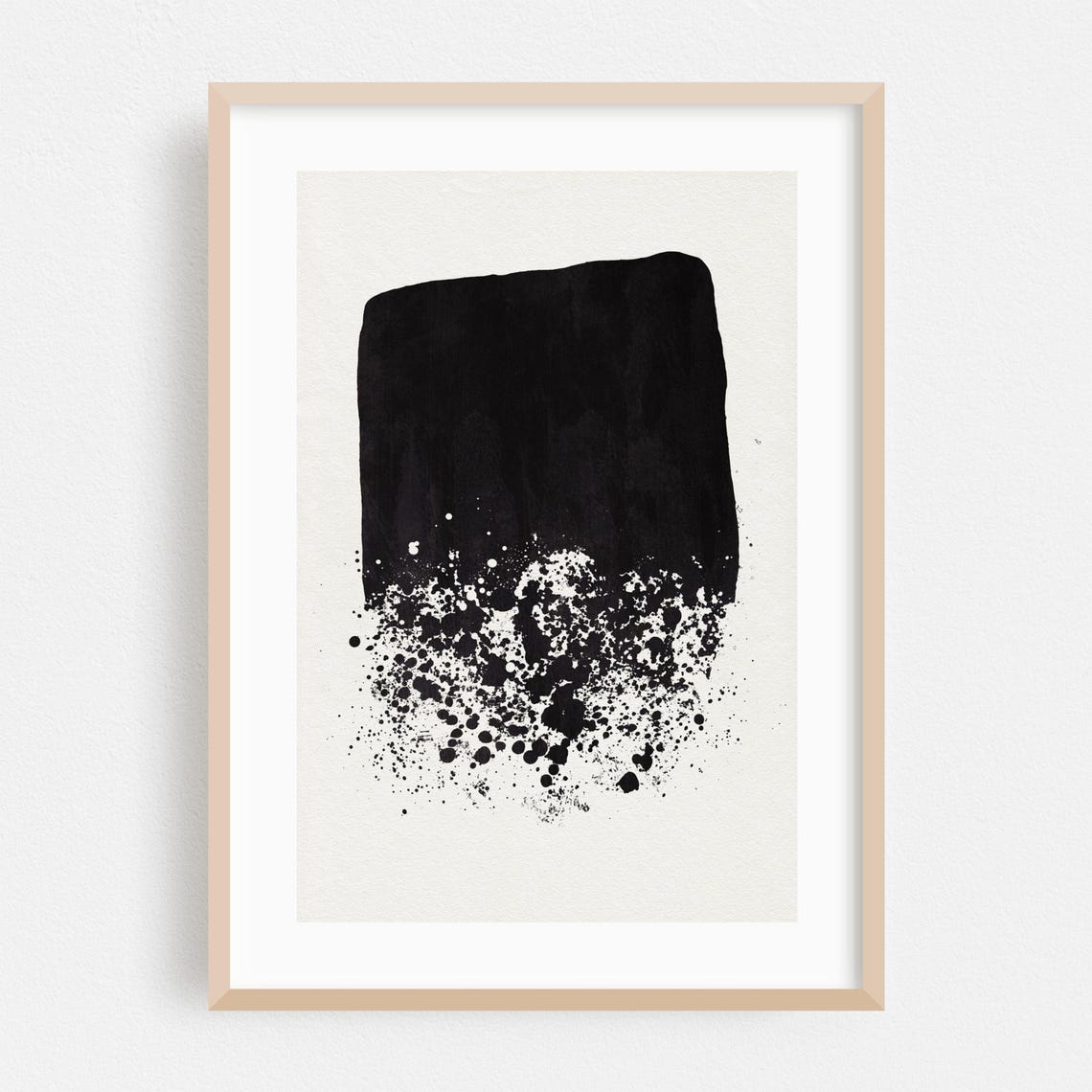 Bold Black Ink Splatter Minimalist Modern Abstract Art Wall Poster