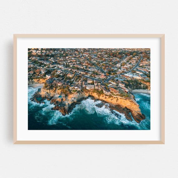 Laguna Beach Print Wall Art Coastal Framed House Home Decor Landscape Poster Ocean Fine Architecture