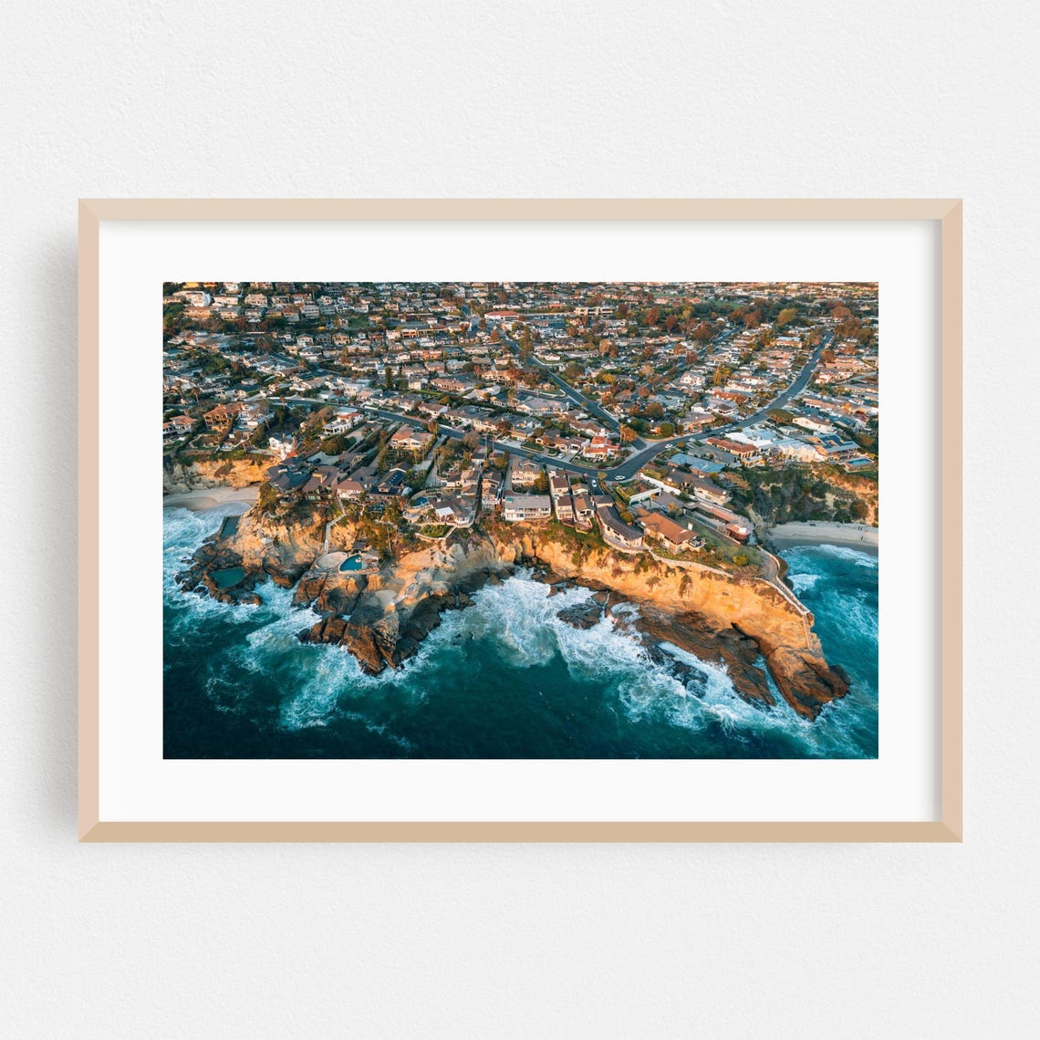 Laguna Beach Aerial View Coastal Cliffs Town Golden Sunset Poster
