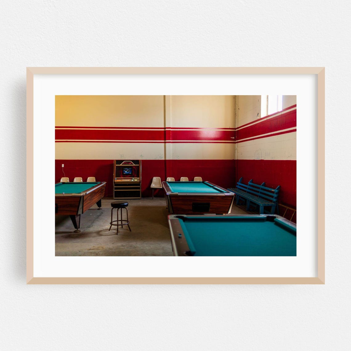 Retro Bar Interior Pool Tables Vintage Nostalgic Game Room Poster