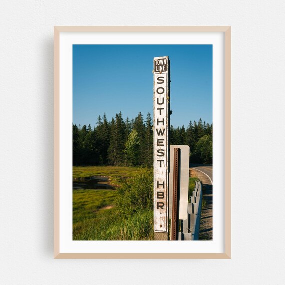 Southwest Harbor Maine Town Line Sign Rural Photography Poster