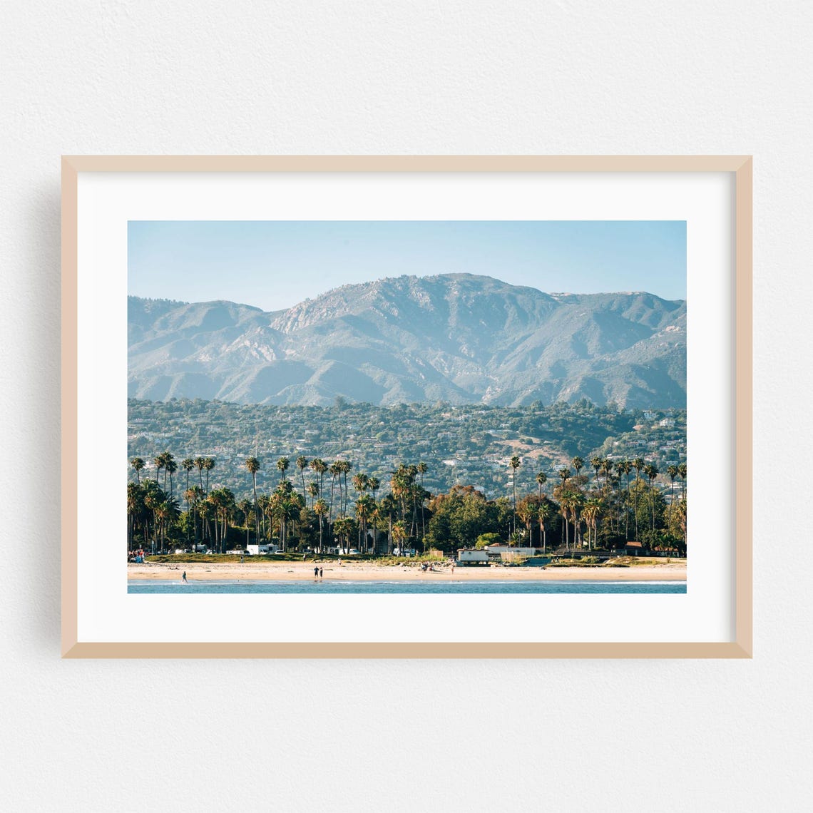 Santa Barbara Beach Palm Trees Mountain View Coastal Wall Art