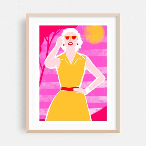 Pop Art Print Vintage Wall Retro Framed Fashion Home Decor Illustration Poster Modern Fine Summer