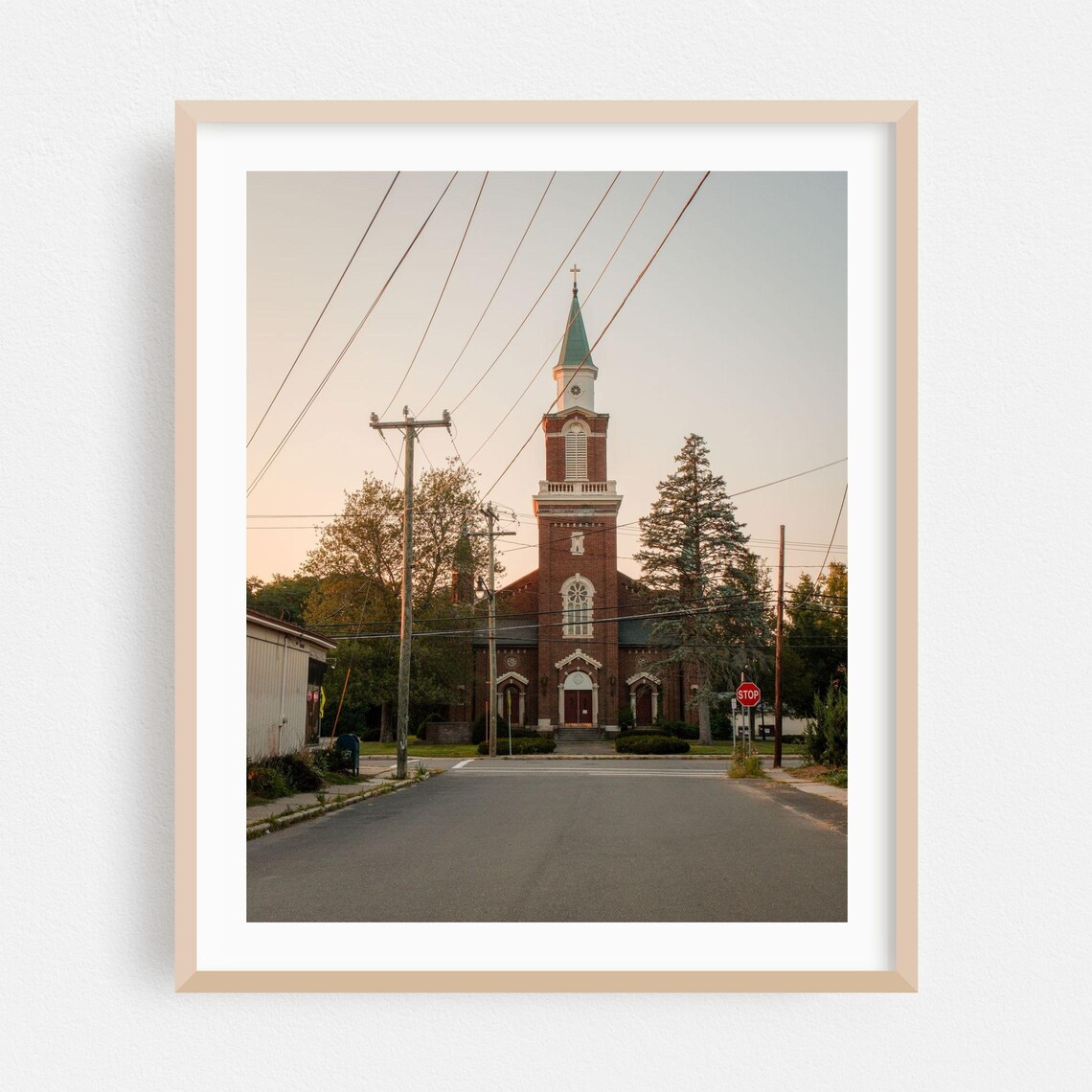Easthampton Massachusetts Brick Church Sunset Street Photo Poster