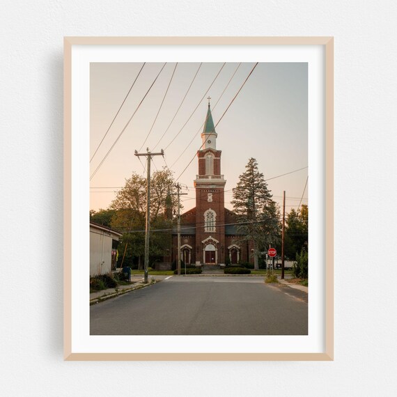 Easthampton Massachusetts Brick Church Sunset Street Photo Poster