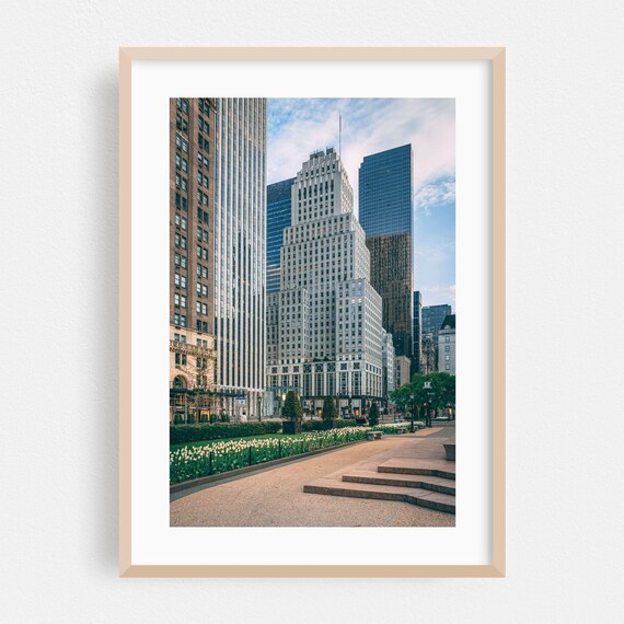Manhattan Art Deco Street View With Tulips In Bloom Photo Poster