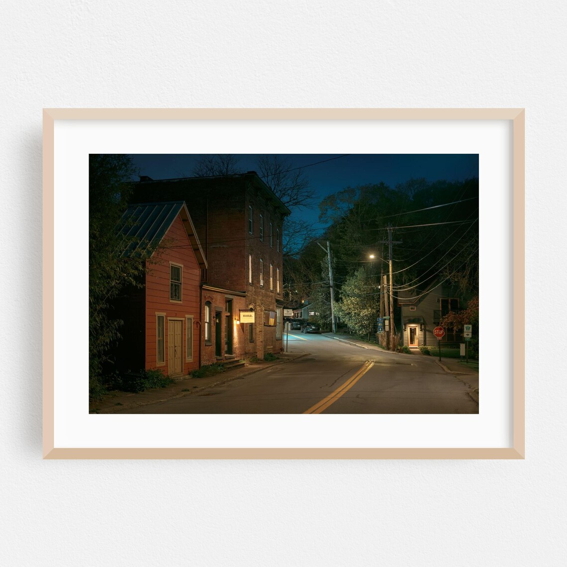 Rhinebeck New York Night Street Historic Buildings Photo Poster