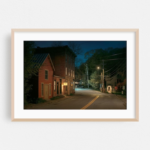 Rhinebeck New York Night Street Historic Buildings Photo Poster