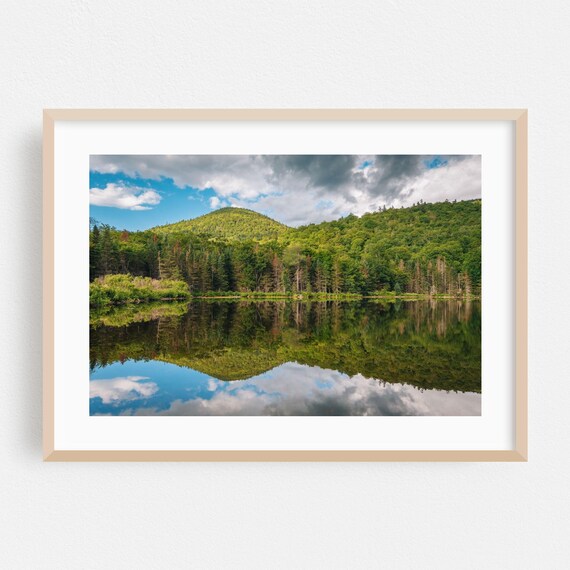 New Hampshire Lake Mountain Reflection Poster Summer Forest Landscape