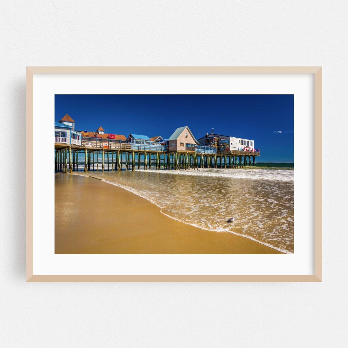 Old Orchard Beach Maine Historic Pier Waves Seaside Photo Poster