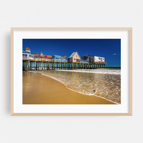 Old Orchard Beach Maine Historic Pier Waves Seaside Photo Poster