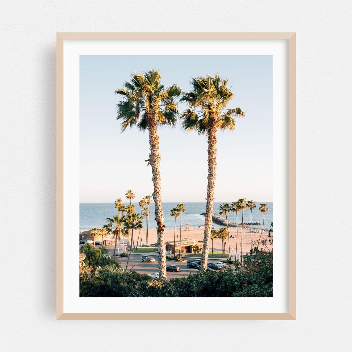 Newport Beach Palm Trees and Ocean Coastline Photography Poster