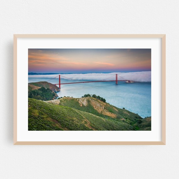 San Francisco Golden Gate Bridge at Dusk Over Foggy Bay Poster