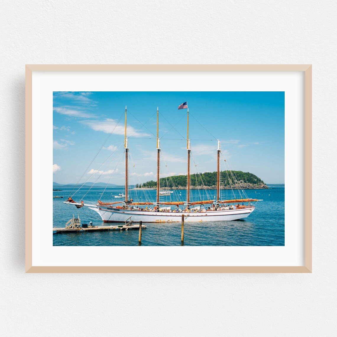 Maine Tall Ship Four Masted Schooner Harbor Photography Poster