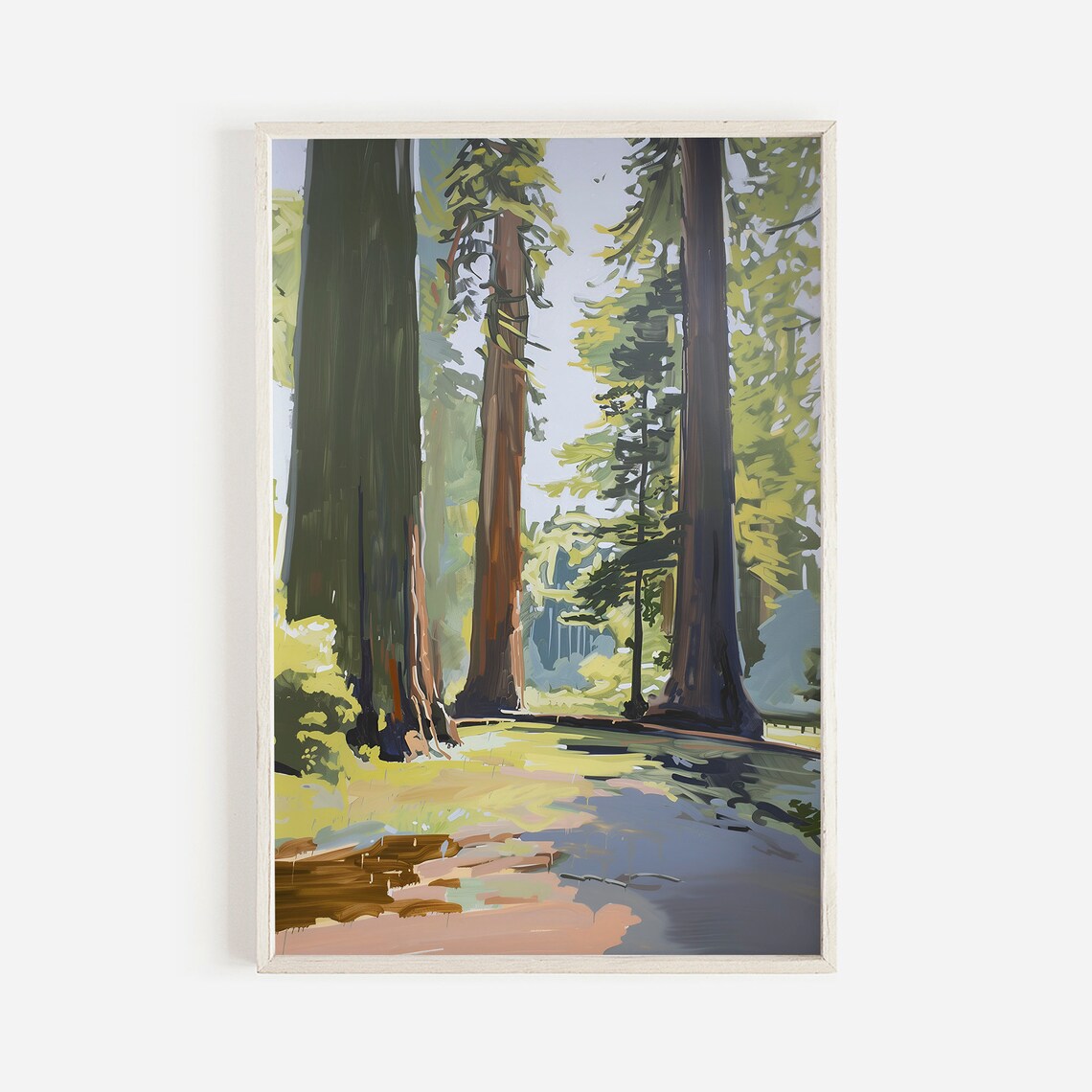 Redwood National Park Towering Trees Forest Canopy Painting Nature Print