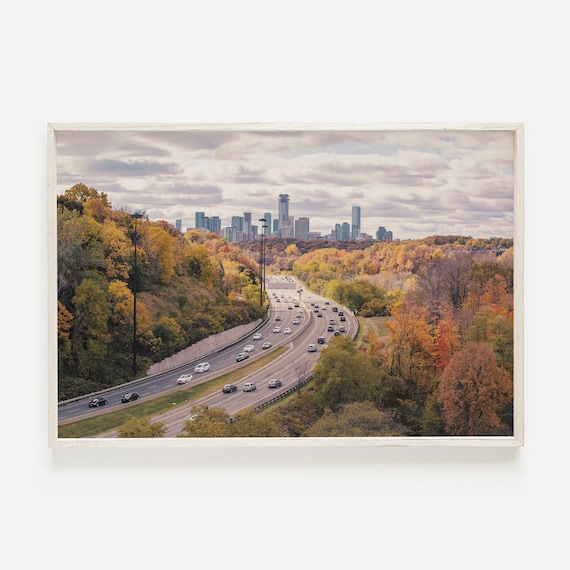 Toronto Autumn Highway Skyline Fall Foliage City Photo Poster
