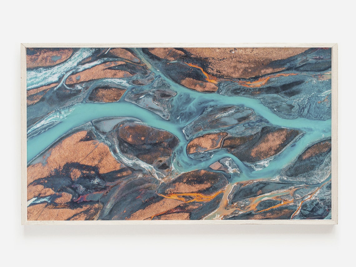 Iceland Glacial Rivers Aerial Turquoise Water View Photo Poster