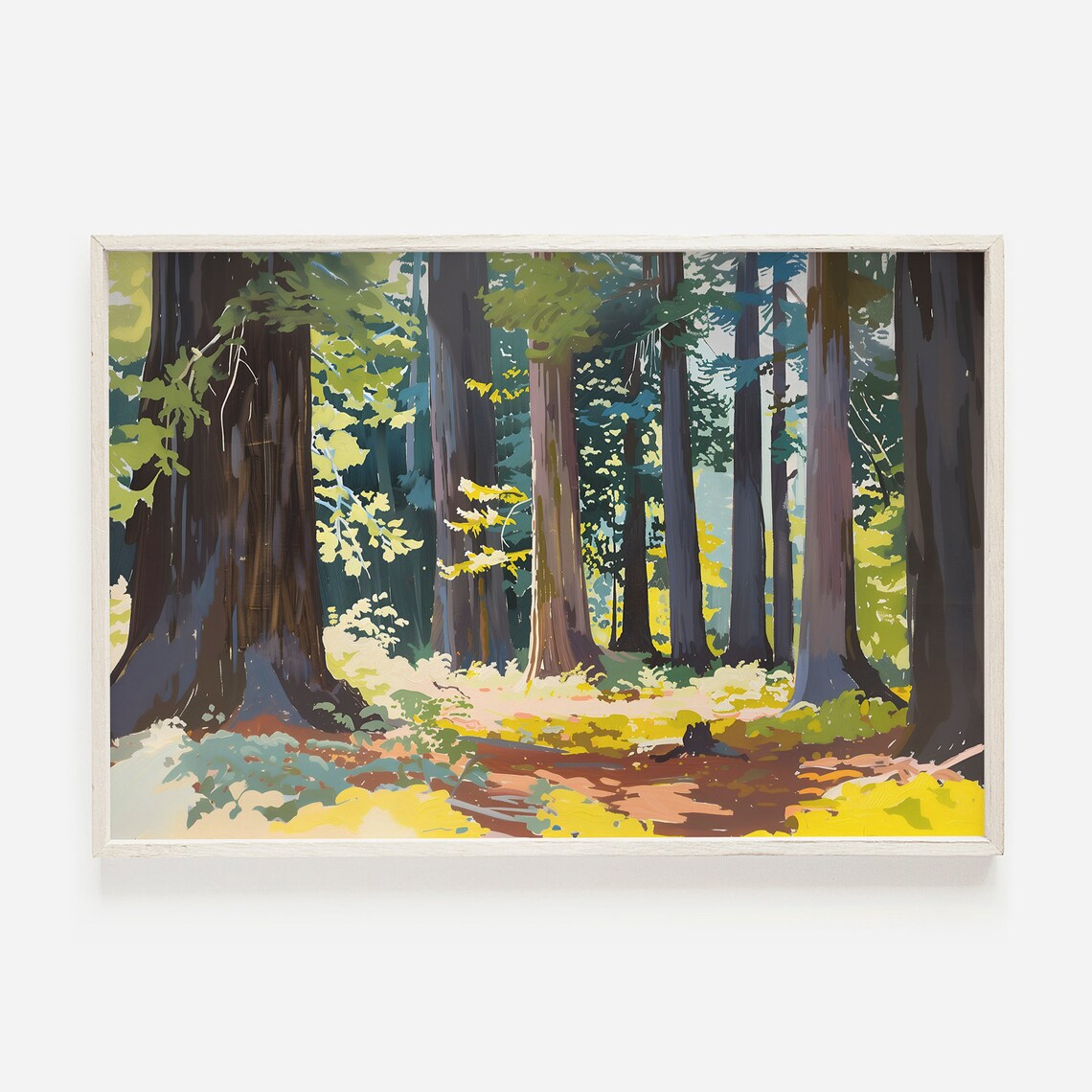Redwood National Park Giant Forest Sunlight Dappled Painting Poster
