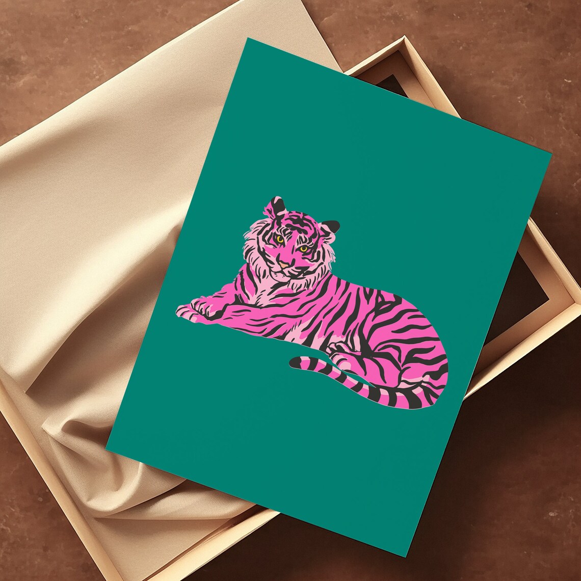 Tiger Green Leopard Feline Art Print, Big Cat - Image 3