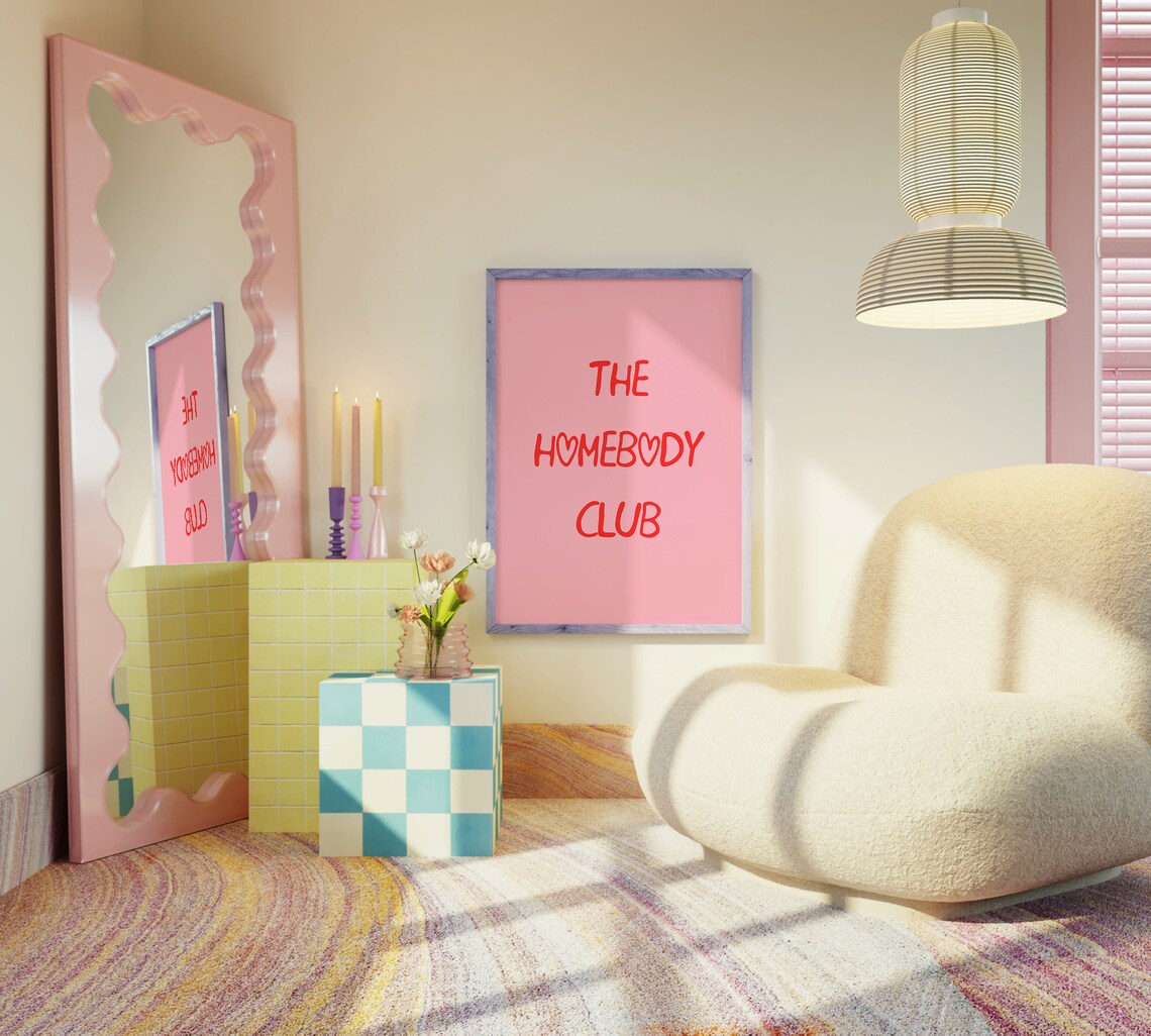 The Homebody Club Pink Self Care Cozy Quote Typography Poster - Image 4