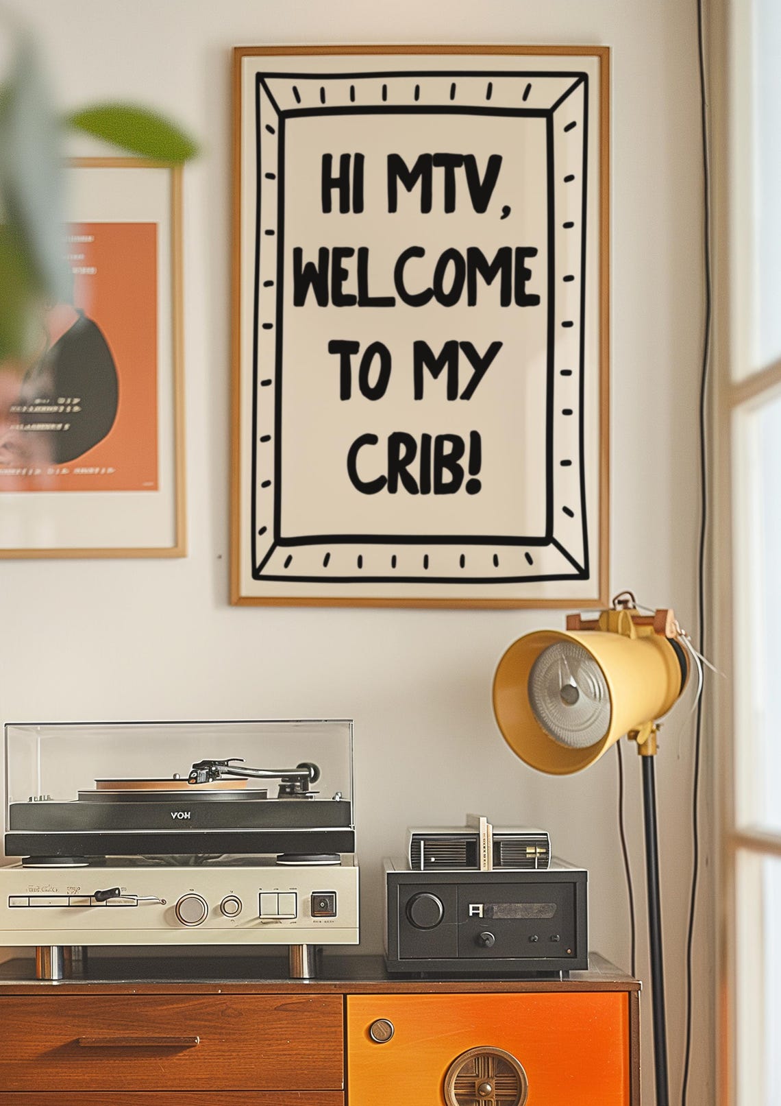 Hi MTV Welcome to My Crib Doodle Frame Retro Fun Quote Wall Poster - Image 3