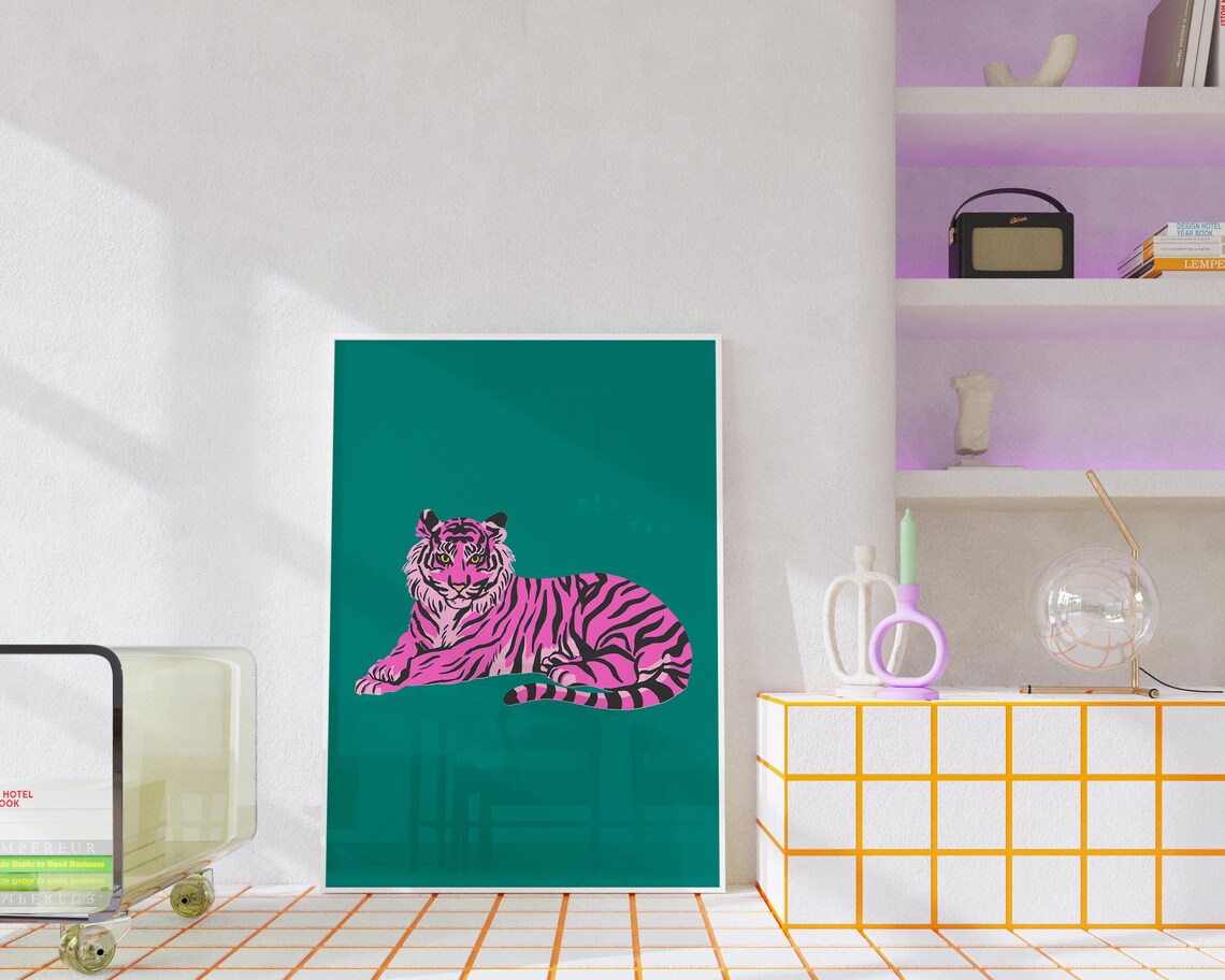 Tiger Green Leopard Feline Art Print, Big Cat - Image 5