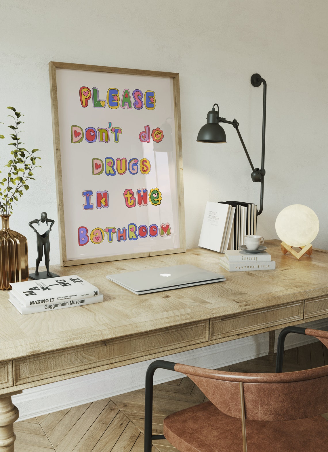 Please Don't Do Drugs In The Bathroom Funny Retro Quote Print - Image 4