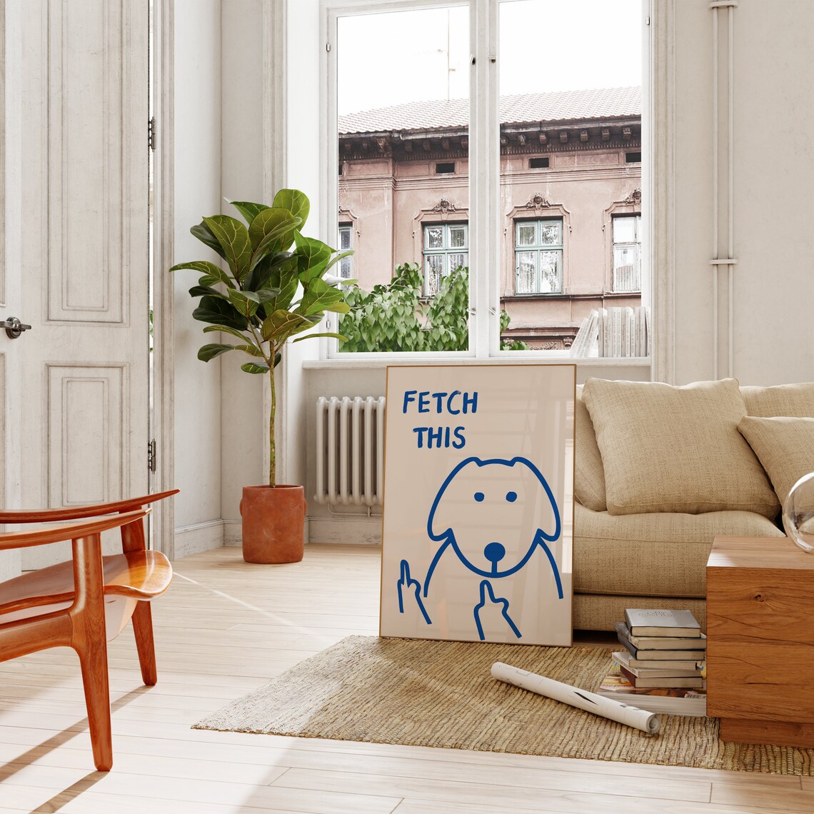 Fetch This Dog Art Print, Y2K Funny Dog Decor - Image 2