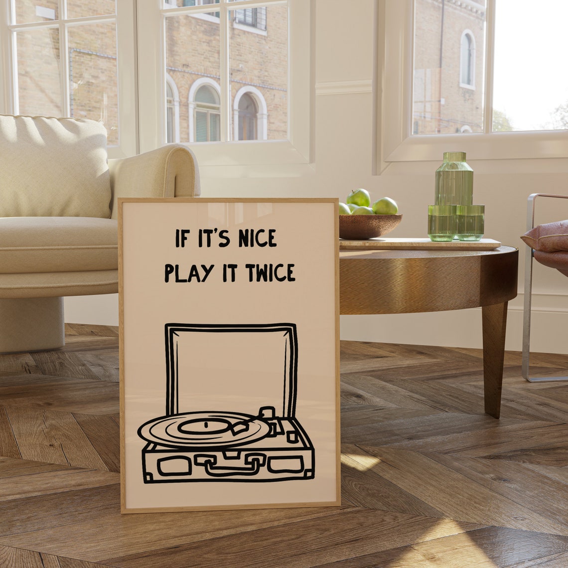 If It Is Nice Play It Twice Retro Vinyl Record Player Music Poster - Image 3