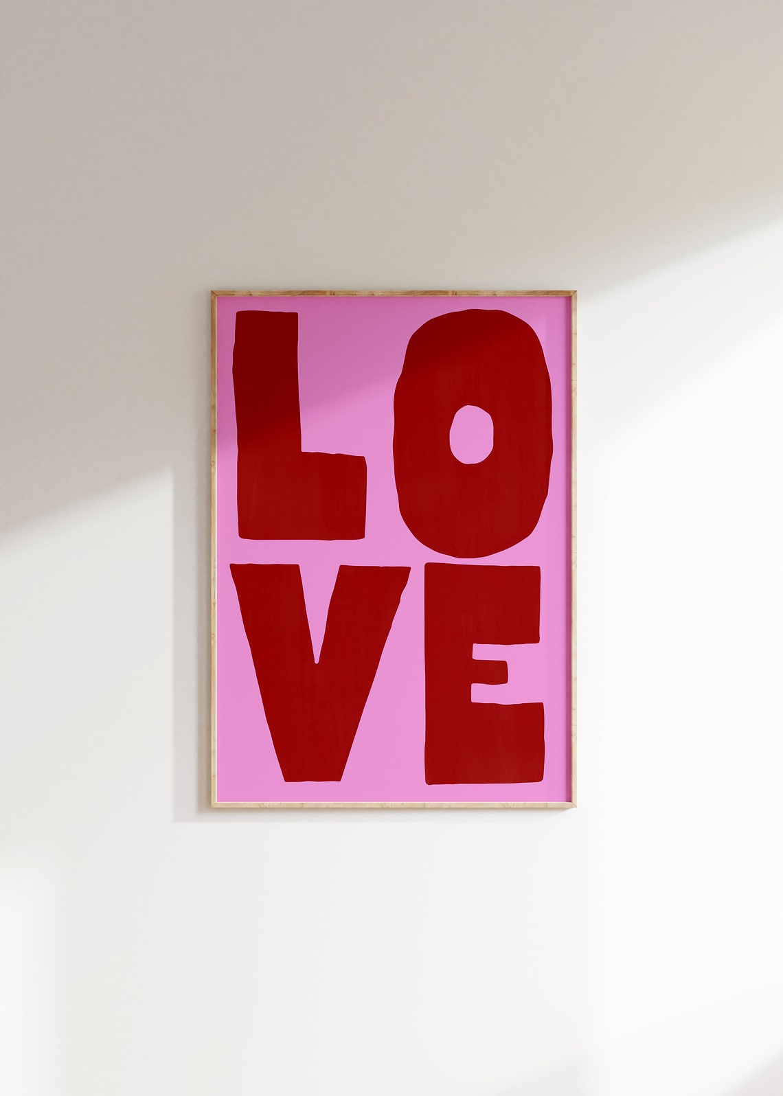 Love Big Bold Red Typography Statement Poster on Pink Background - Image 2