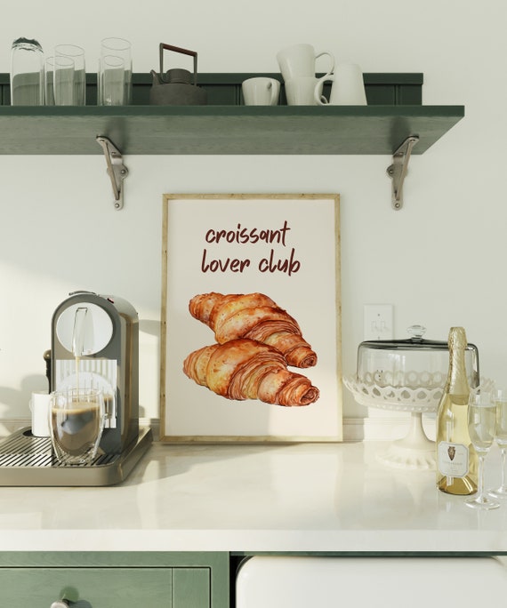 Croissant Lover Club Art Print Trendy Wall Art Croissant Print Breakfast Wall Art French Breakfast Print Croissant Wall Art