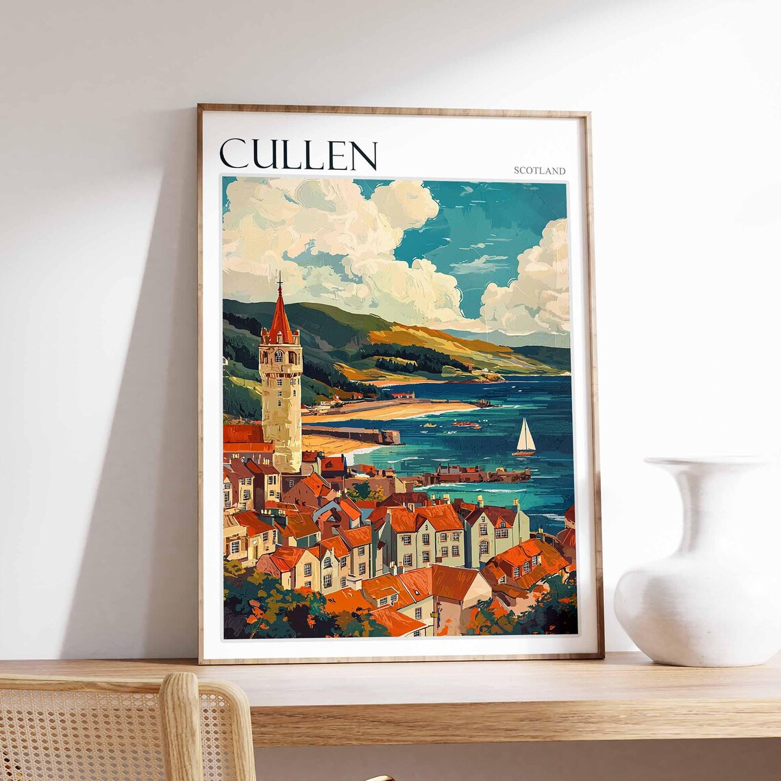 Cullen Poster Scotland Travel Poster Scotland Travel Gift Cullen Scotland Art Moray Coast Poster North Sea Poster Scottish Scenery Art