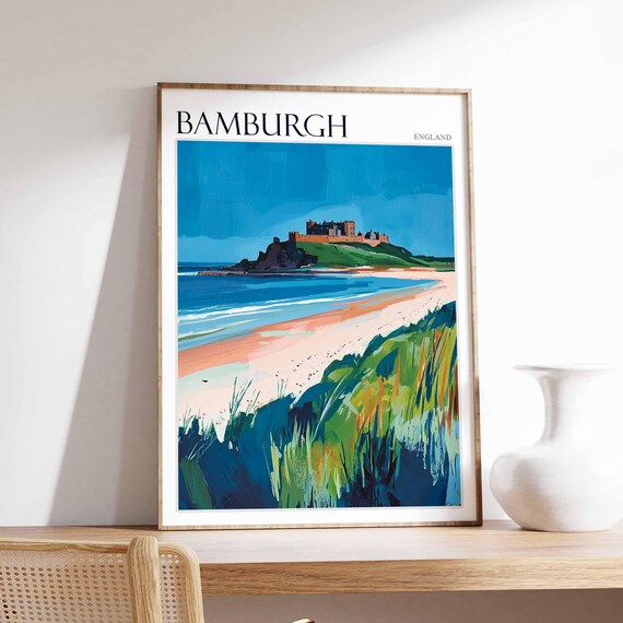Bamburgh Castle Bold Seaside Illustration Northumberland Coast Poster