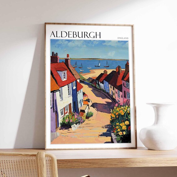 Aldeburgh Steep Street Red Roofs Sailboats Suffolk Seaside Art Poster