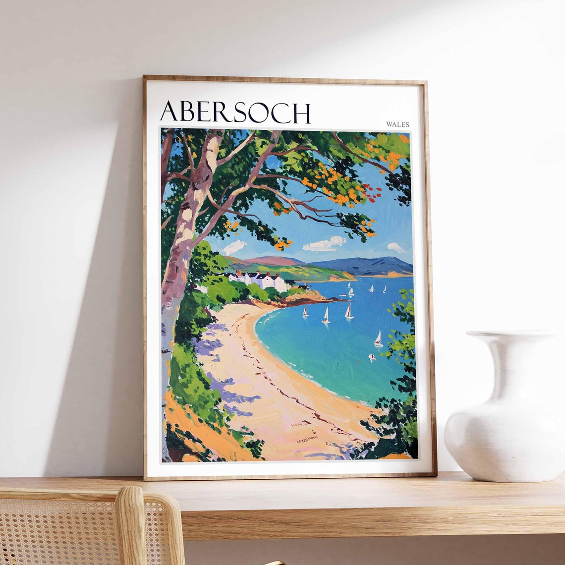 Abersoch Poster Wales Travel Poster Coastal Wall Art Uk Travel Poster Welsh Decor North Wales Poster Welsh Coast Poster Abersoch Art