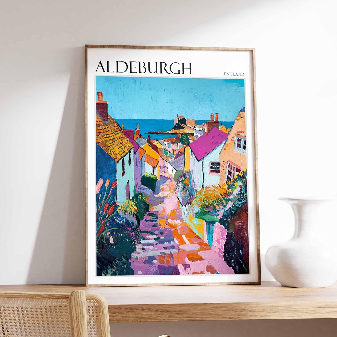 Aldeburgh Wildflower Lane to Sea Expressionist Suffolk Coast Poster