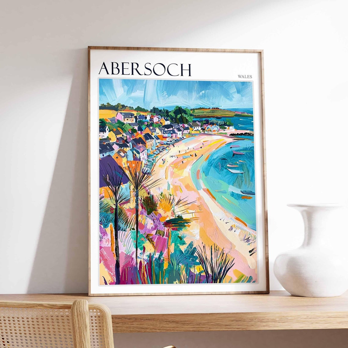 Abersoch Poster Wales Travel Poster Coastal Wall Art Uk Travel Poster Welsh Decor North Wales Poster Welsh Coast Poster Abersoch Art