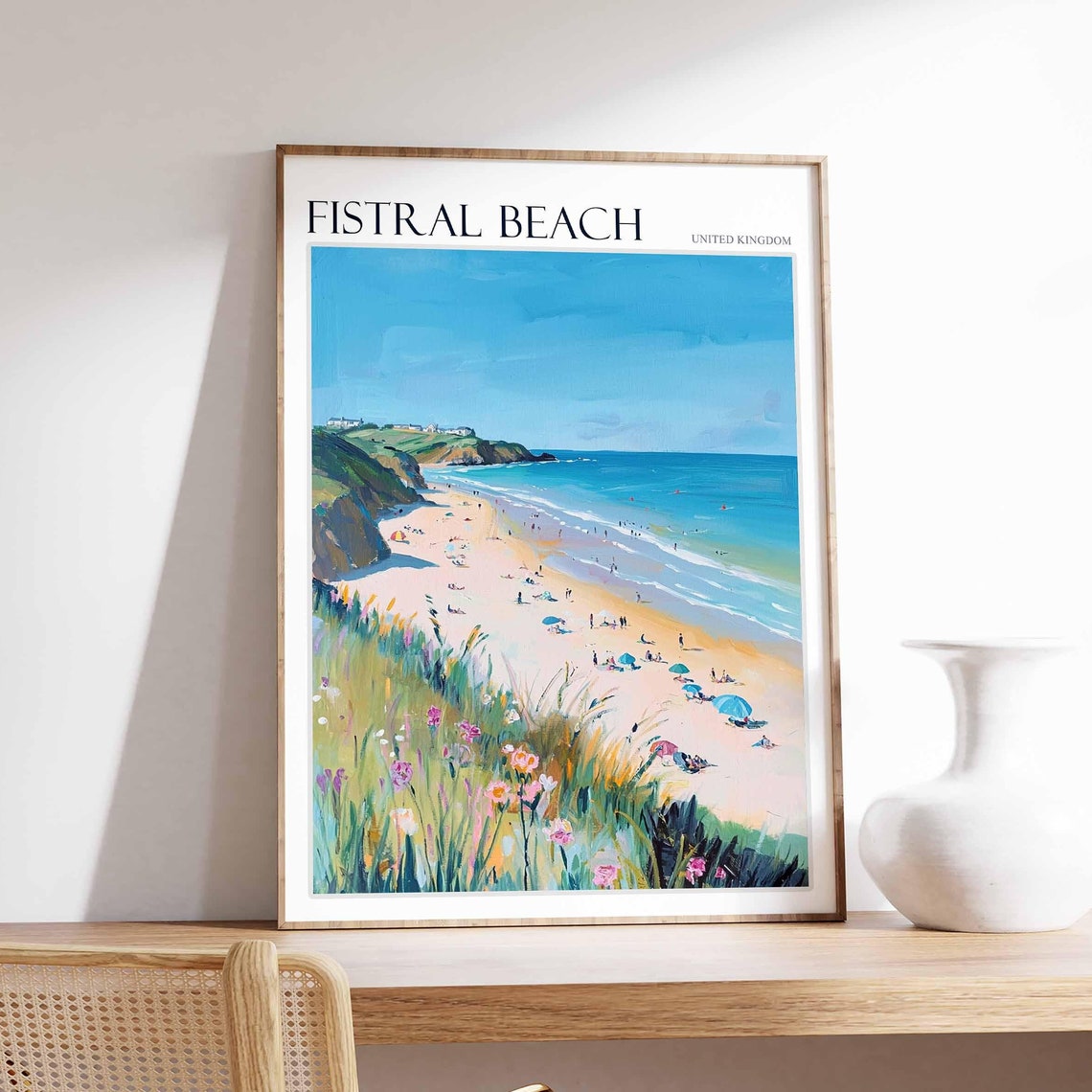 Fistral Beach United Kingdom Wildflower Dunes Ocean View Poster