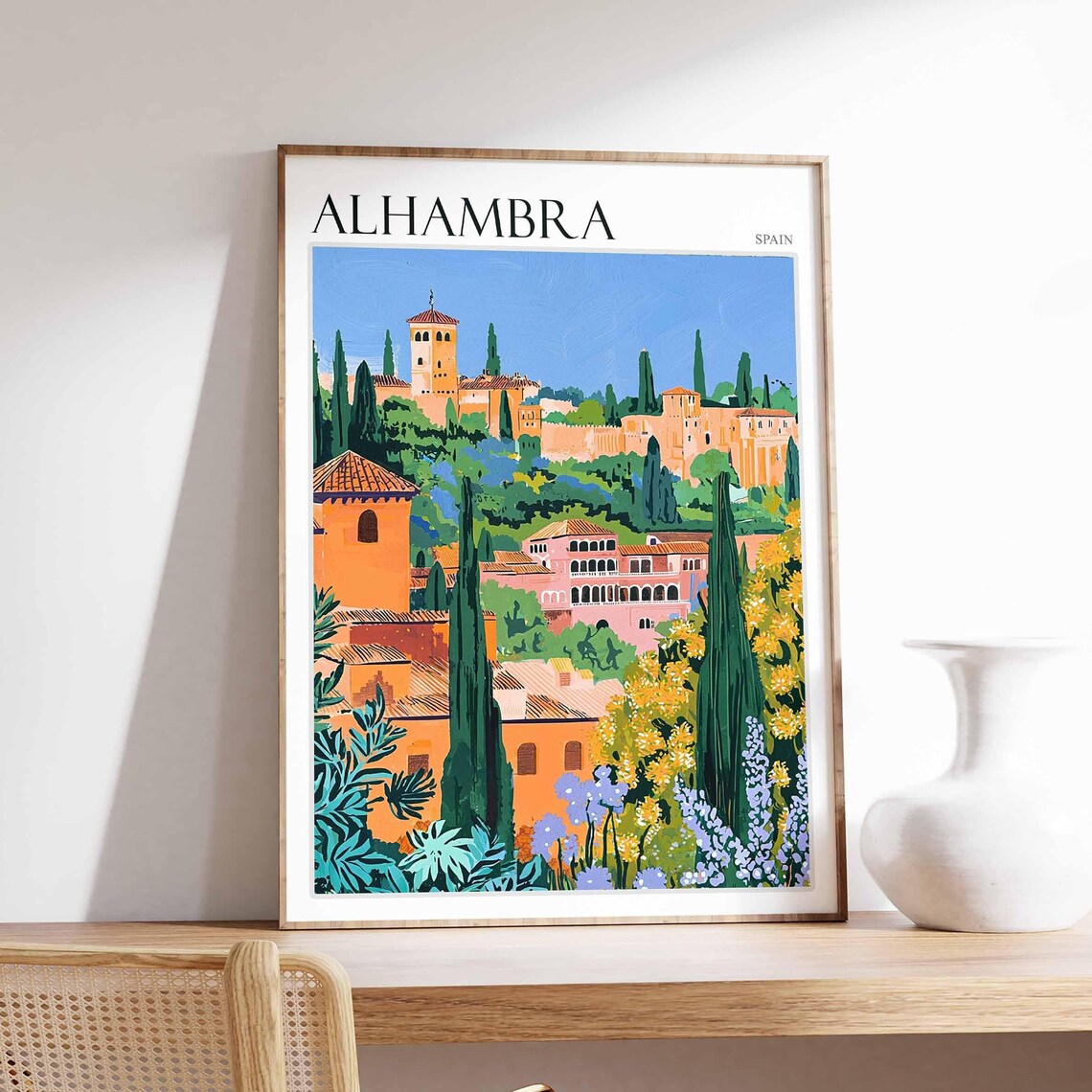 Alhambra Spain Travel Poster, European Decor