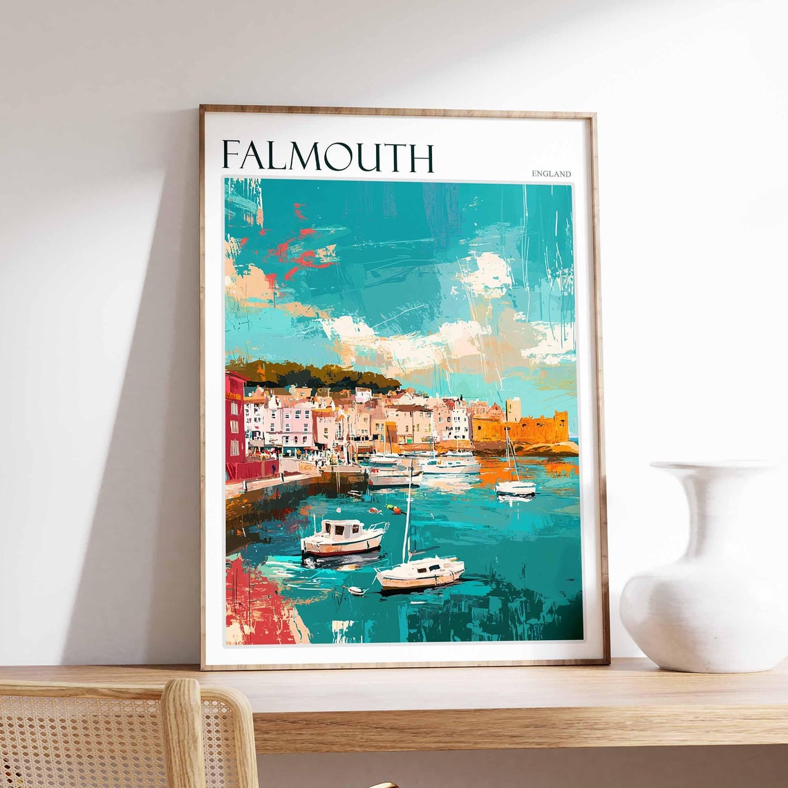 Falmouth Poster Cornwall Poster England Travel Poster Coastal Wall Art Uk Home Decor Falmouth Wall Decor Falmouth Wall Print Uk Art