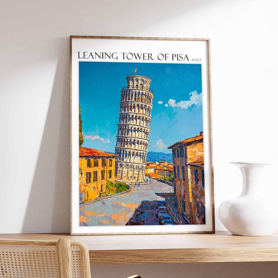 Leaning Tower Of Pisa Poster Leaning Tower Of Pisa Travel Print Italian Travel Poster Tropical Decor Travel Gift Coastal Decor