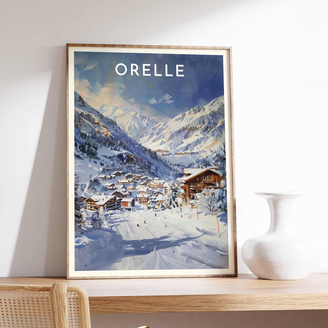 Skiing Travel Poster Orelle Ski Print France Travel Print Skiing Art Skiing Print Winter Sport Art Ski Gift