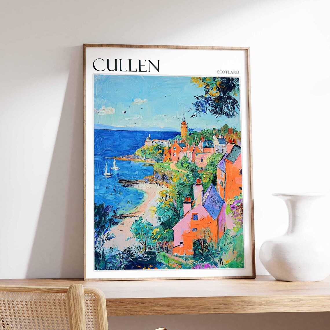 Cullen Poster Scotland Travel Poster Scotland Travel Gift Cullen Scotland Art Moray Coast Poster North Sea Poster Scottish Scenery Art