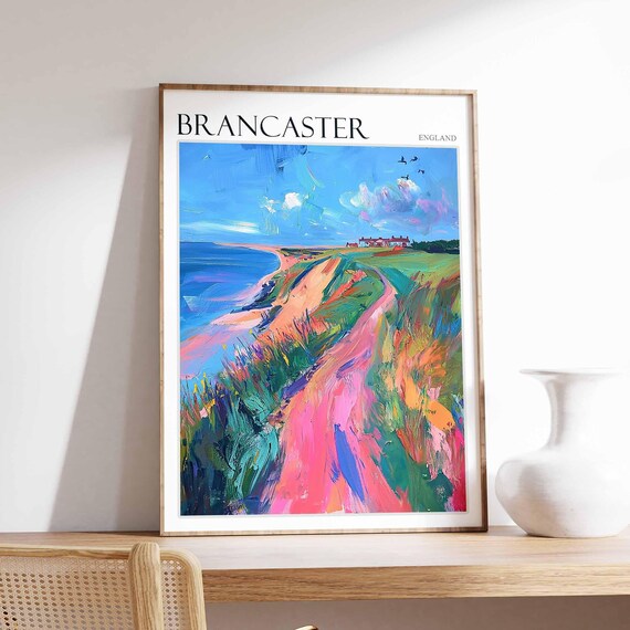 Brancaster England Pink Coastal Path Through the Dunes to the Sea Poster