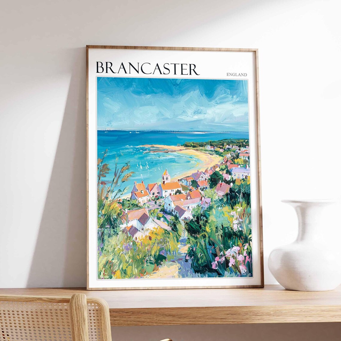 Brancaster England Coastal Town and Bay View From Wildflower Hill Poster