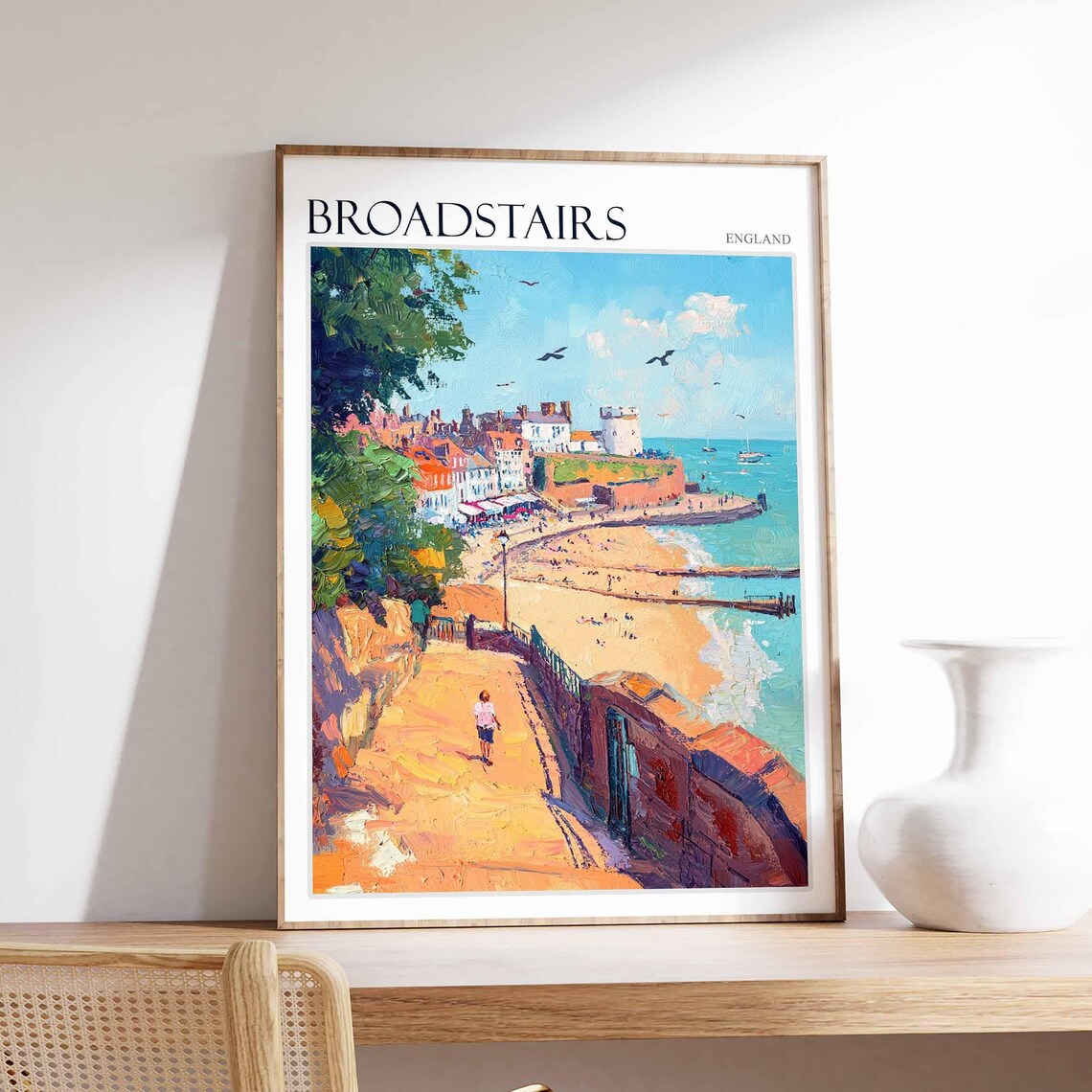 Broadstairs Kent Impasto Bay View Golden Path to the Beach Poster