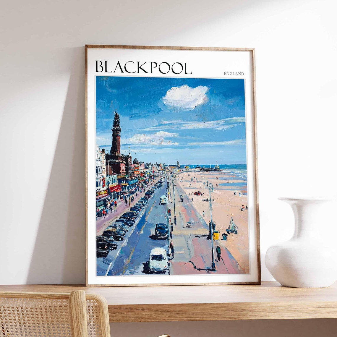 Blackpool Tower Pier Beach Classic Seafront Vivid England Poster