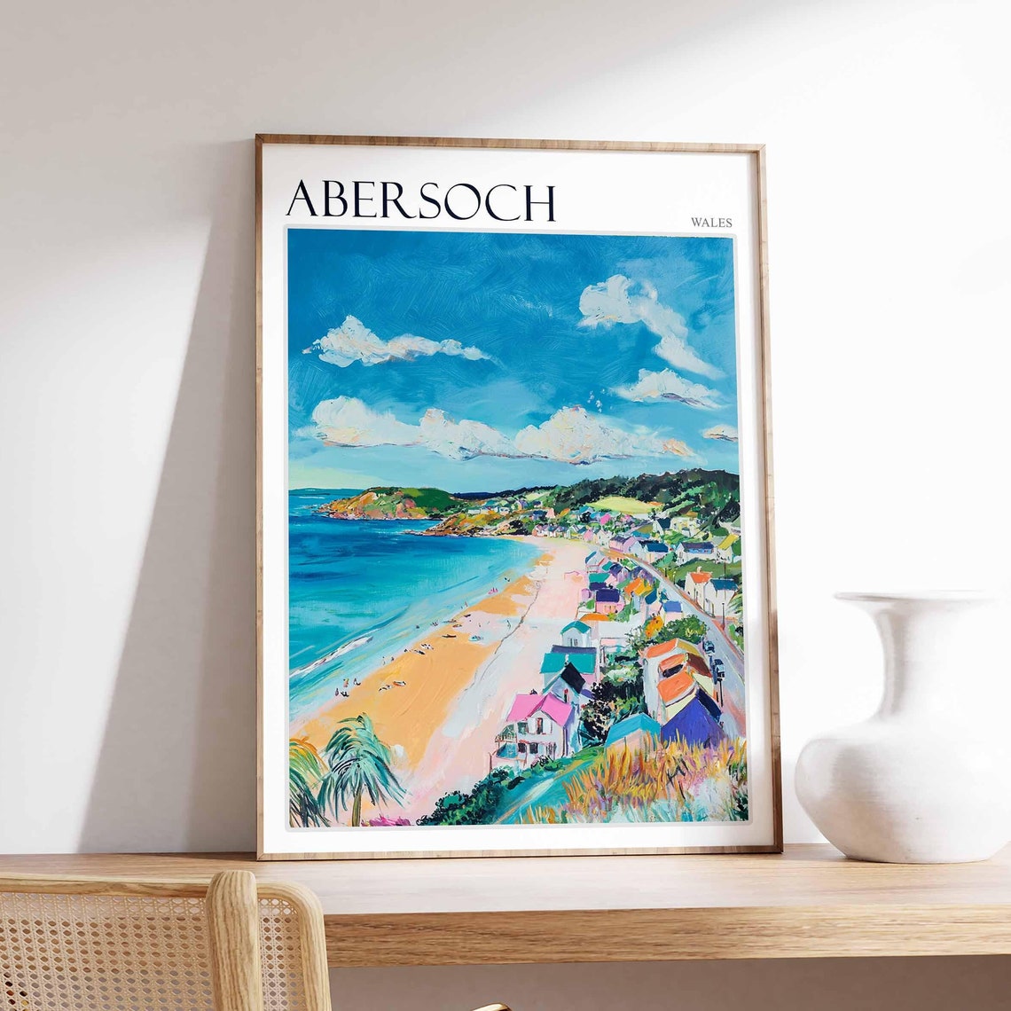 Abersoch Poster Wales Travel Poster Coastal Wall Art Uk Travel Poster Welsh Decor North Wales Poster Welsh Coast Poster Abersoch Art